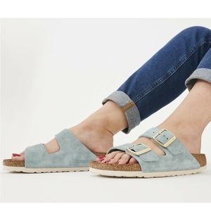 Birkenstock Arizona Soft Footbed blue Suede Sandals